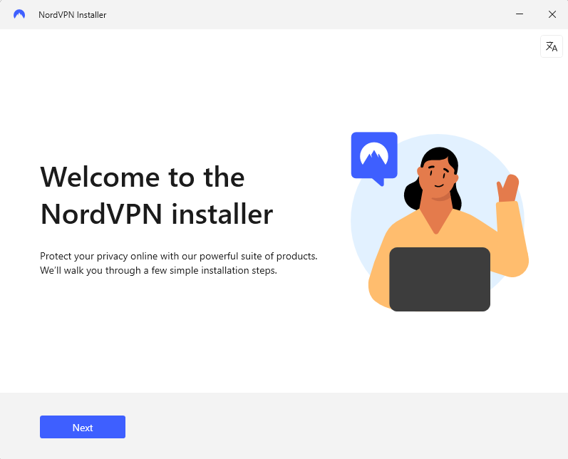 NordVPN installer welcome screen