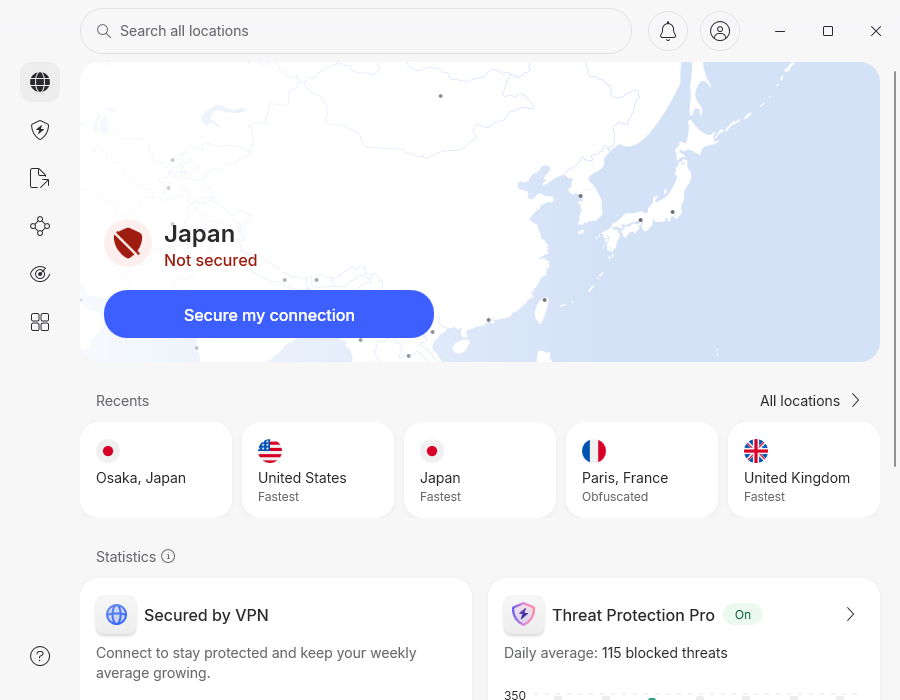 NordVPN main screen